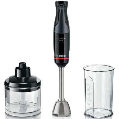 BOSCH Stabmixer "ErgoMaster Serie 4 MSM4B620, Klingen, Zerkleinerer, Becher, schwarz" Mixer Mixfuß Edelst., großer Bedienhebel, Keramikkupplung, Made in Europe schwarz (piano black)