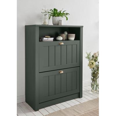 Schuhschrank HOME AFFAIRE "ASCOT", grün, B:80cm H:112cm T:36cm, Holzwerkstoff, MDF, Schränke, Breite ca. 80 cm Image
