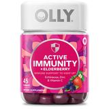 OLLY Active Immunity + Elderberry - 45 Gummies - with Echinacea, Zinc & Vitamin C for Immunity Support - Flavor: Berry Brave
