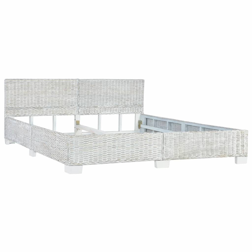 vidaXL Bettgestell Grau Natur Rattan 180 x 200 cm Image