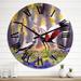 East Urban Home Two Crowned Cranes Dancing In Sunlit Forest Glade - Traditional wall clock Metal in Gray/Green/Indigo | Oversized | Wayfair