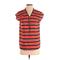 MICHAEL Michael Kors Short Sleeve Blouse: Red Stripes Tops - Womens Size Small