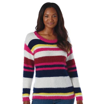 Masseys Faux Mohair Sweater (Size 4X) Stripe, Nylo...