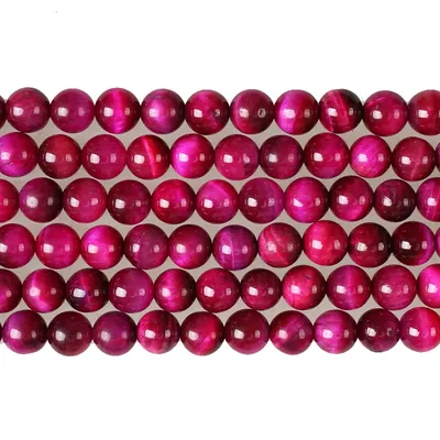Perles en pierre naturelle œil de tigre rouge Rose pour la fabrication de bijoux Magenta