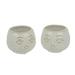 Ceramic Round Female Face Mini Planters 3 Inches Tall (Set Of 2) - 3 X 3.5 X 3.5 inches