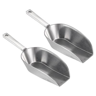 2Pcs Ice Scoops Aluminum 7.09" Small Ice Maker Flour Cereal Sugar Utility Shovel - Silver Tone