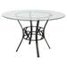 Round 48-inch Clear Glass Dining Table with Black Metal Frame - 48 x 48 x 29.5