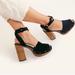 Free People Shoes | Free People Black Suede Peep Toe Platform Clog Sandals | Color: Black/Tan | Size: 39eu