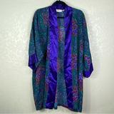 Victoria's Secret Intimates & Sleepwear | 90s Vintage Victoria’s Secret Purple Green, Satin Trim Floral Abstract Robe | Color: Green/Purple | Size: Os