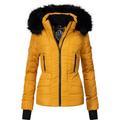 Steppjacke NAVAHOO "Adele", Damen, Gr. XS (34), gelb, Obermaterial: 100% Polyester, Futter: 100% Polyester, Wattierung: 100% Polyester, Ärmelfutter: 100% Polyester, Kunstpelz: 90% Polyacryl, 10% Polyester, kontrastfarbene Details, modisch,...