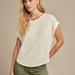 Lucky Brand Short Sleeve Sandwash Dolman Tee - Women's Clothing Tops Shirts Tee Graphic T Shirts in Bright White, Size L