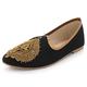 AARZ LONDON Mens Gents Closed-Toe Traditional Ethnic Groom Handmade Flat Khussa Indian Pumps Slip on Black Shoes Size 9