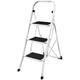 RALPHS® Foldable 3 Step Ladder Stepladder with Non Slip Rubber Tread and Safety Lock Steel EN131 And CE Standard (White)