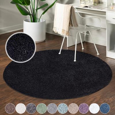 Hochflor-Teppich CARPET CITY "City Shaggy", schwarz, H:30mm Ø:160cm, Polypropylen, Teppiche, Teppich Langflor, Uni, Shaggy, flauschig-weich Image