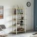 Everly Quinn 59" H x 39.5" W Wood Etagere Bookcase Wood in White | 59 H x 39.5 W x 14.25 D in | Wayfair 1D242DA35D7642D4B4D66E89E7872031