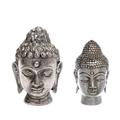 Thai Buddha Kopf Figur Feng Shui Skulptur Yoga Meditation Silber Massage Vintage Dekoration Glücksbringer Statue Asien Asia Dekofigur Ruhe