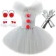 Robe Tutu Clown Grise pour Fille Costume de Carnaval d'Halloween Joker Cosplay Tenue en Tulle