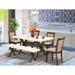 East West Furniture Dinette Set- a Dining Table and Dark Khaki Linen Fabric Chairs, Distressed Jacobean(Pieces Options)