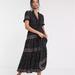 Free People Dresses | Free People Rare Feelings Black Maxi Dress Size Xs | Color: Black/Pink | Size: Xs