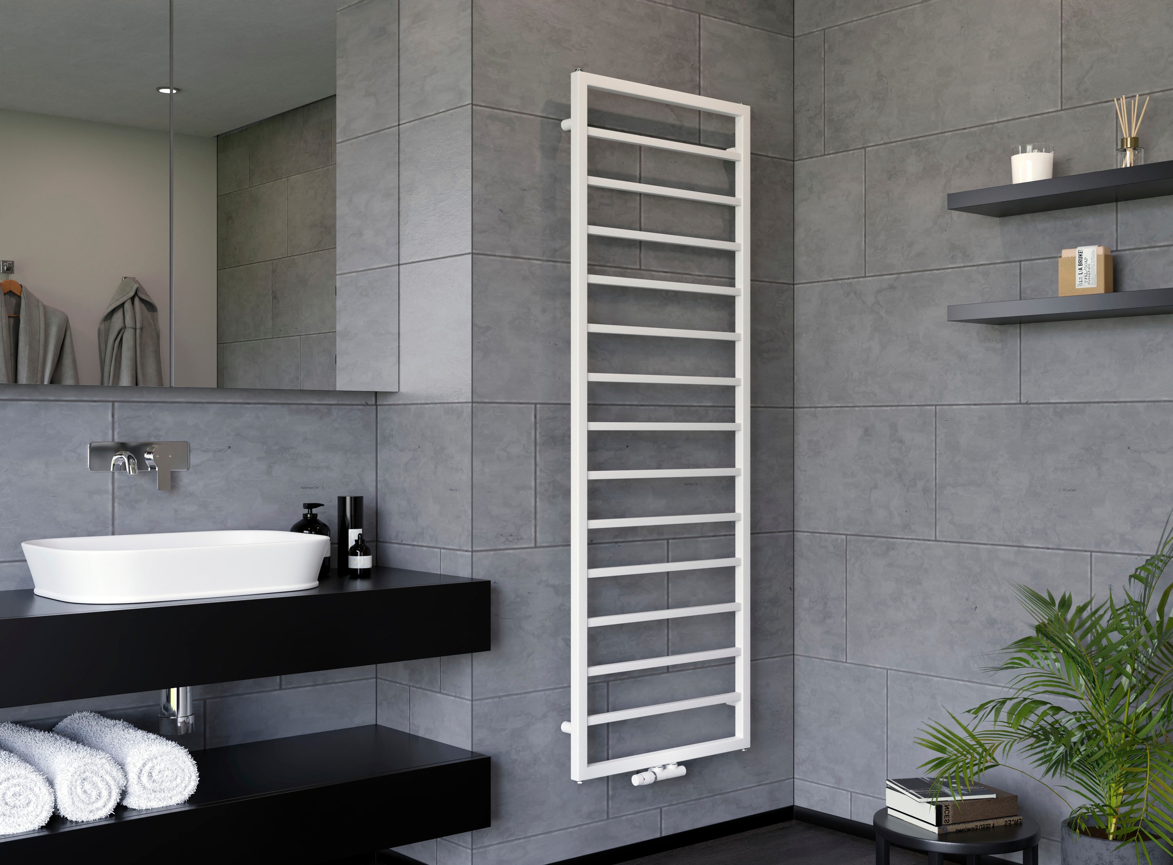 XIMAX Badheizkörper "Pure Slim, 1720 mm x 600 mm", weiß, B/H/T: 60cm x 172cm x 7cm, seidenmatt,mittig, Heizkörper, 664 Watt, Mittenanschluss, Weiß