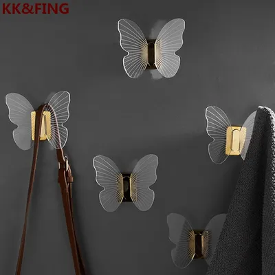 KK & FING HOAcrylic-Crochets muraux pour vêtements papillon crochet simple derrière la porte
