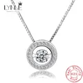 Nouvelle mode rotatif va danser strass collier 925 argent Sterling tour de cou rond Zircon pendentif