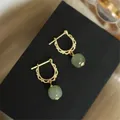 Boucles d'oreilles en Jade hétian pour femmes bijoux de luxe Vintage français fleur naturelle