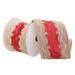 Vickerman 713860 - 4"x5yd Red with Gold Embroidery Ribbon (Q222531) Red Colored Christmas Ribbons