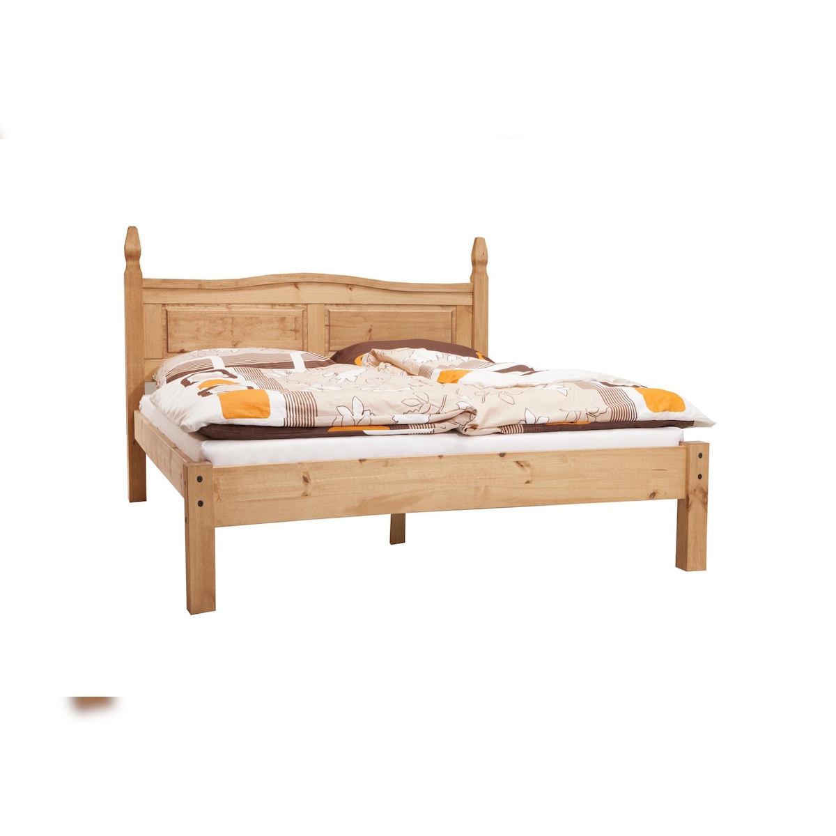 Möbilia Doppelbett 180 x 200 cm | Kiefer-Holz massiv | B 192 x T 216 x H 110 cm | honigfarbend, gewachst | 19020028 | Serie BETT Image