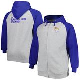 Men's Heather Gray Los Angeles Rams Big & Tall Fleece Raglan Full-Zip Hoodie Jacket