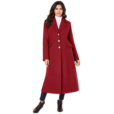 Plus Size Women's Long Wool-Blend Coat by Roaman's in Deep Crimson (Size 36 W) Winter Classic
