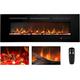 127cm Electric Fireplace Inserts, Recessed and Wall Mounted Fireplace Heater, Linear Fireplace/Thermostat, Remote & Touch Screen, Multicolor Flame, Timer, Log & Crystal, 750W/1500W