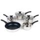 Russell Hobbs 5-Piece Pan Set - Includes Stainless Steel 14 cm Milk Pan, 3 Saucepans with Lids 16/18/20 cm and a Non-Stick Fry Pan 24 cm, Suitable for All Hob Types and Induction