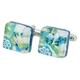 GlassOfVenice Murano Glass Venetian Classic Square Cufflinks - Aqua Gold