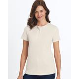 Blair Women's Short Sleeve Pointelle Henley Top - Ivory - S - Misses