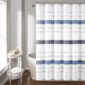 Lush Décor Chic Stripe Yarn Dyed Eco-Friendly Recycled Cotton Shower Curtain Navy/Blue Single 72X72 - Triangle Home Décor 21T012158