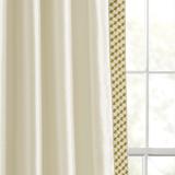 Luxury Mid Century Geo Faux Silk Jacquard Border Window Curtain Panel Ivory/Green Single 52x84 - Triangle Home Décor 16T003088