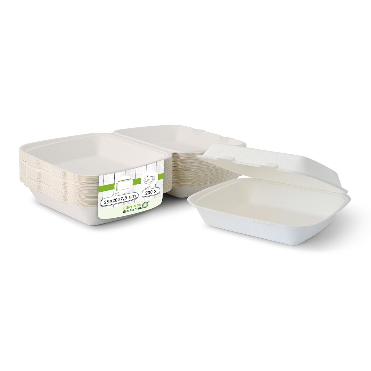 greenbox - Take-away Boxen aus Zuckerrohr 25 x 20 x 7,5 cm, HP4, rechteckig, 200 St. Image