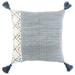 Ivory Blue Accent Stitch Color Block Throw Pillow