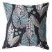 20" Blue Purple Tropical Leaf Indoor Outdoor Zippered Throw Pillow