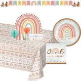 Creative Converting Boho Rainbow 1st Birthday Party Supplies & Decorations Kit, Serves 8 in Pink | Wayfair DTC7481E4B