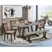 Gracie Oaks Djay Dining Table Set Includes a Wooden Table & Coffee Linen Fabric Parson Chairs w/ High Back Wood/Upholstered in Gray/Brown | Wayfair