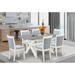 Gracie Oaks Dwann 7-PC Dining Room Table Set - a Wooden Table & 6 Linen Fabric Chairs w/ Stylish Back Wood/Upholstered in Brown/Gray | Wayfair