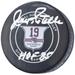 Jean Ratelle New York Rangers Autographed Jersey Retirement Night Official Game Puck with "HOF 85" Inscription