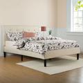 Winston Porter Full Size Taupe Beige Platform Bed Frame w/ Headboard Wood & Upholstered/ in Brown | Wayfair 214A1C34BF6044A49DBF5EB3ADF336EE