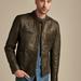 Lucky Brand Washed Leather Bonneville Jacket - Men's Clothing Outerwear Jackets Coats in Washed Black, Size L