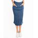 Blair Women's DenimEase™ Flat Waist Midi Skirt - Denim - 14 - Misses