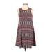 BCX Casual Dress - A-Line: Red Print Dresses - Women's Size Small