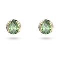 Swarovski Stilla Stud Earrings, Green Brilliant Cut Pear Shape Stones in Gold Tone Plated Setting, from the Stilla Collection