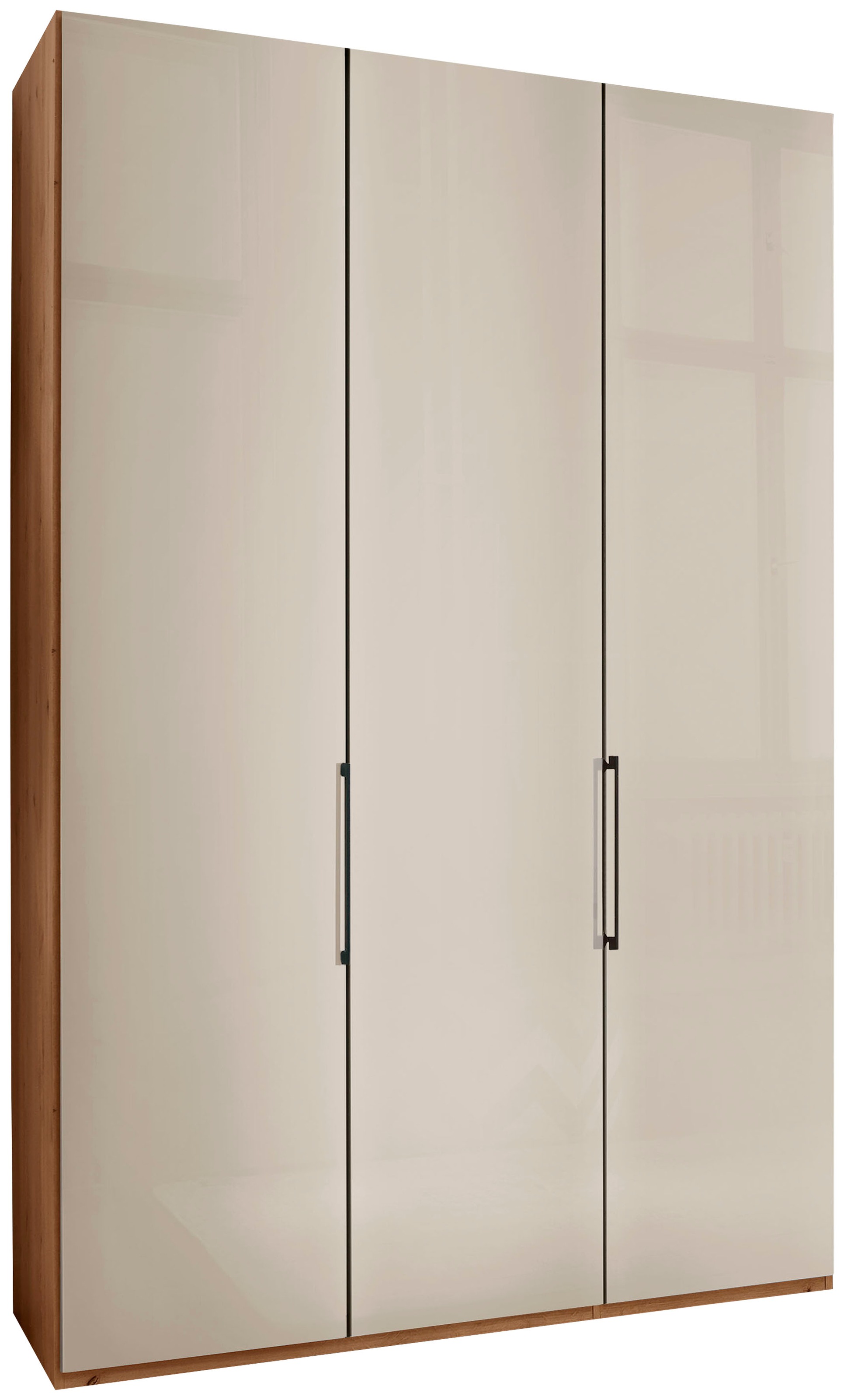 Drehtürenschrank WIEMANN "Monaco, Made in Germany, edle Glasfront, in verschiedenen Farben", braun (bianco, eiche, nachbildung, glas champagner), B:148,4cm H:236cm T:58cm, Floatglas, Holzwerkstoff, Schränke, Drehtürenschrank, hochwertige Beschlägen...